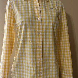 Vineyard Vines Yellow and White Plaid Shirt